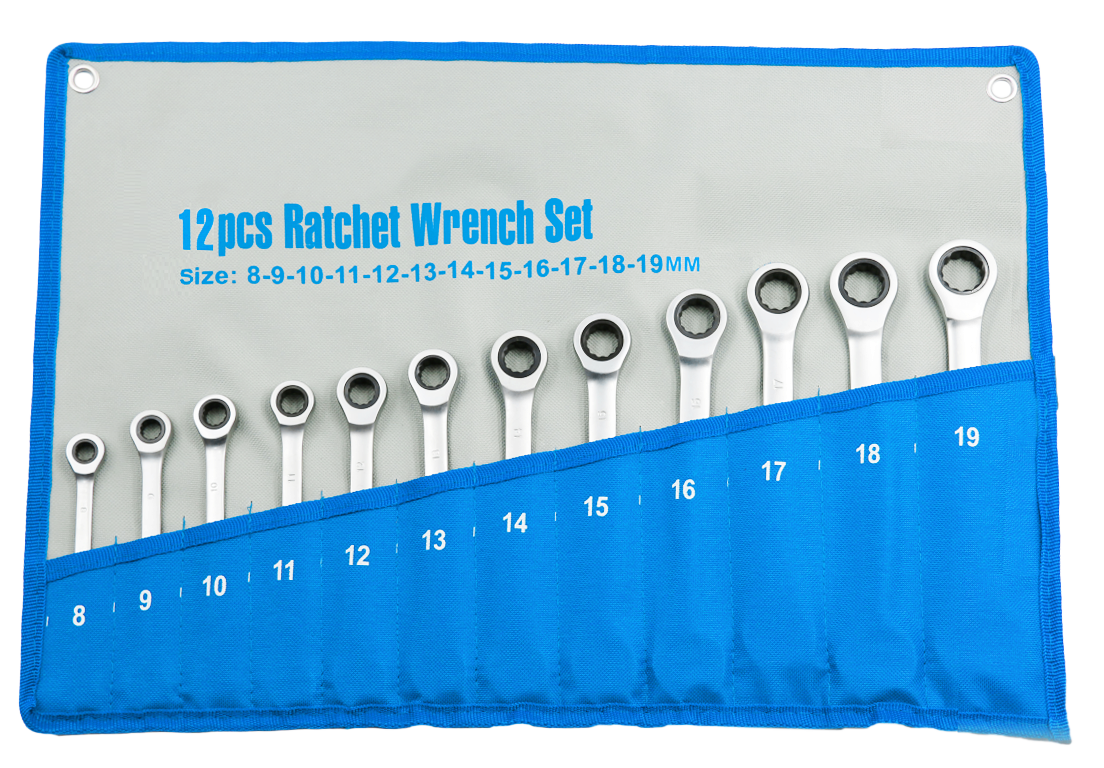 12pcs Fix Gear Ratchet Wrench sets with Canvos Bag