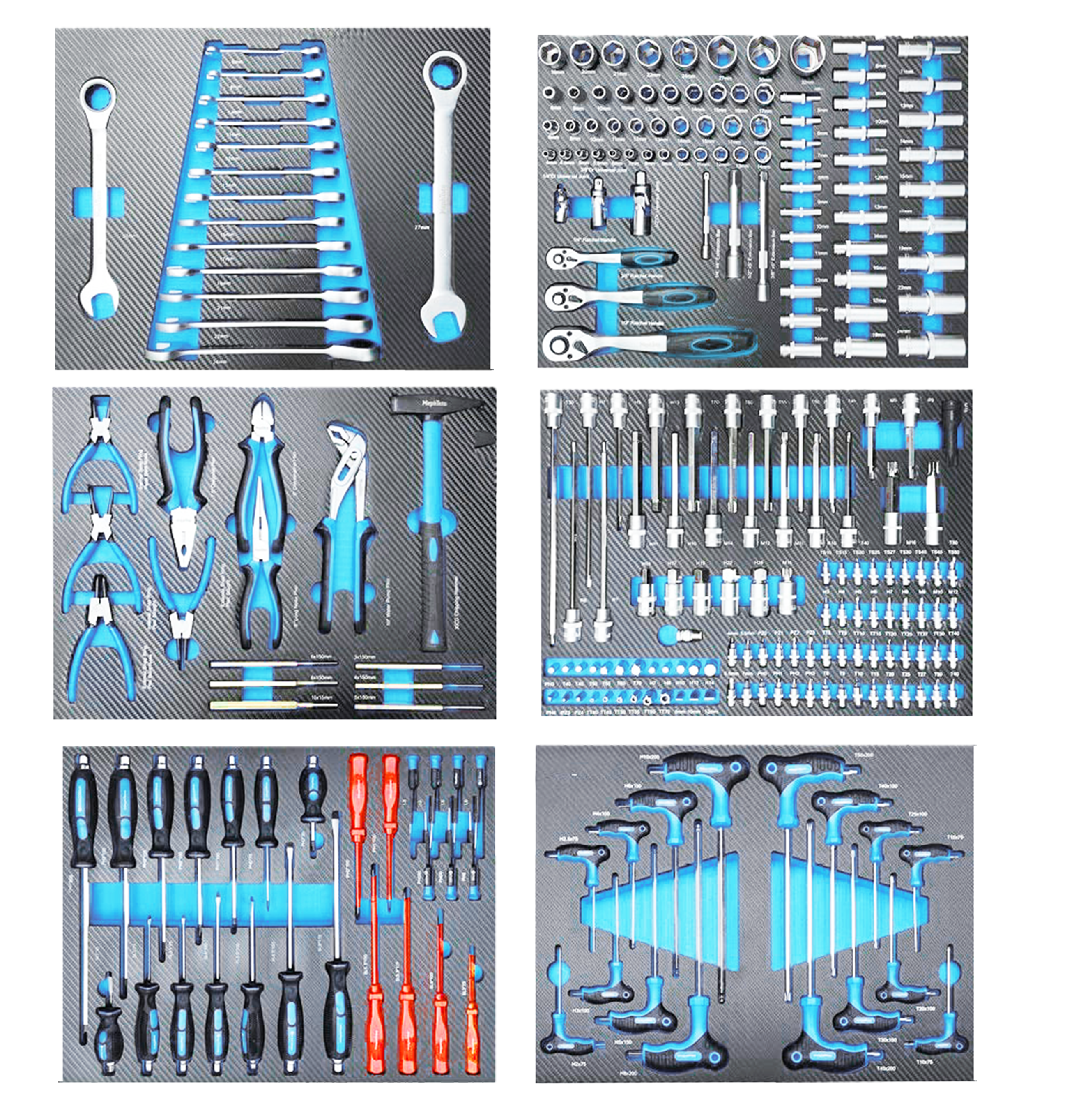 Tool sets with Foam Tray for Tool cabinets