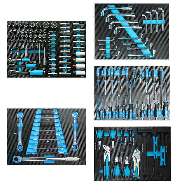 Tool sets with Foam Tray for Tool cabinets