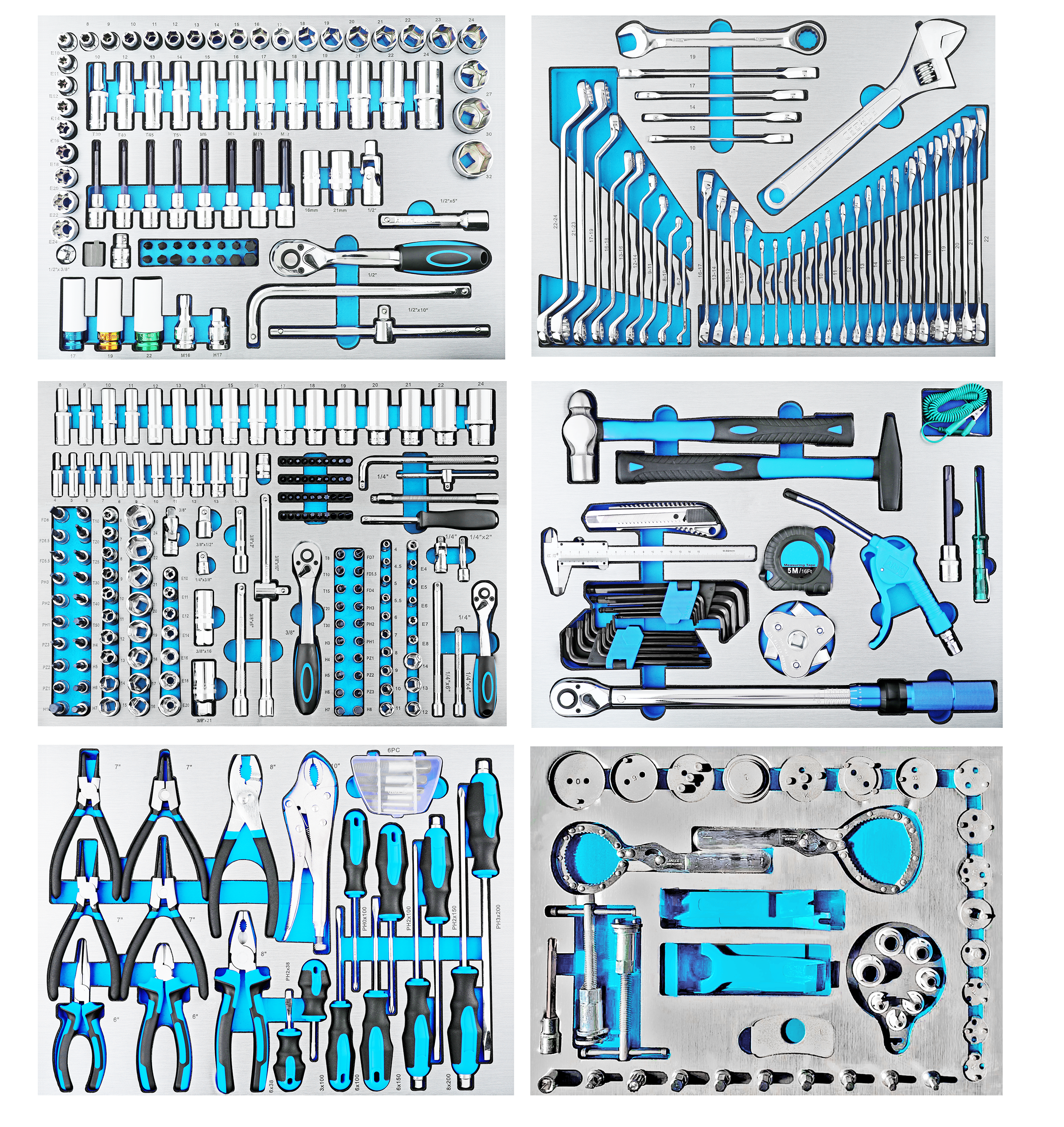 Tool sets with Foam Tray for Tool cabinets 