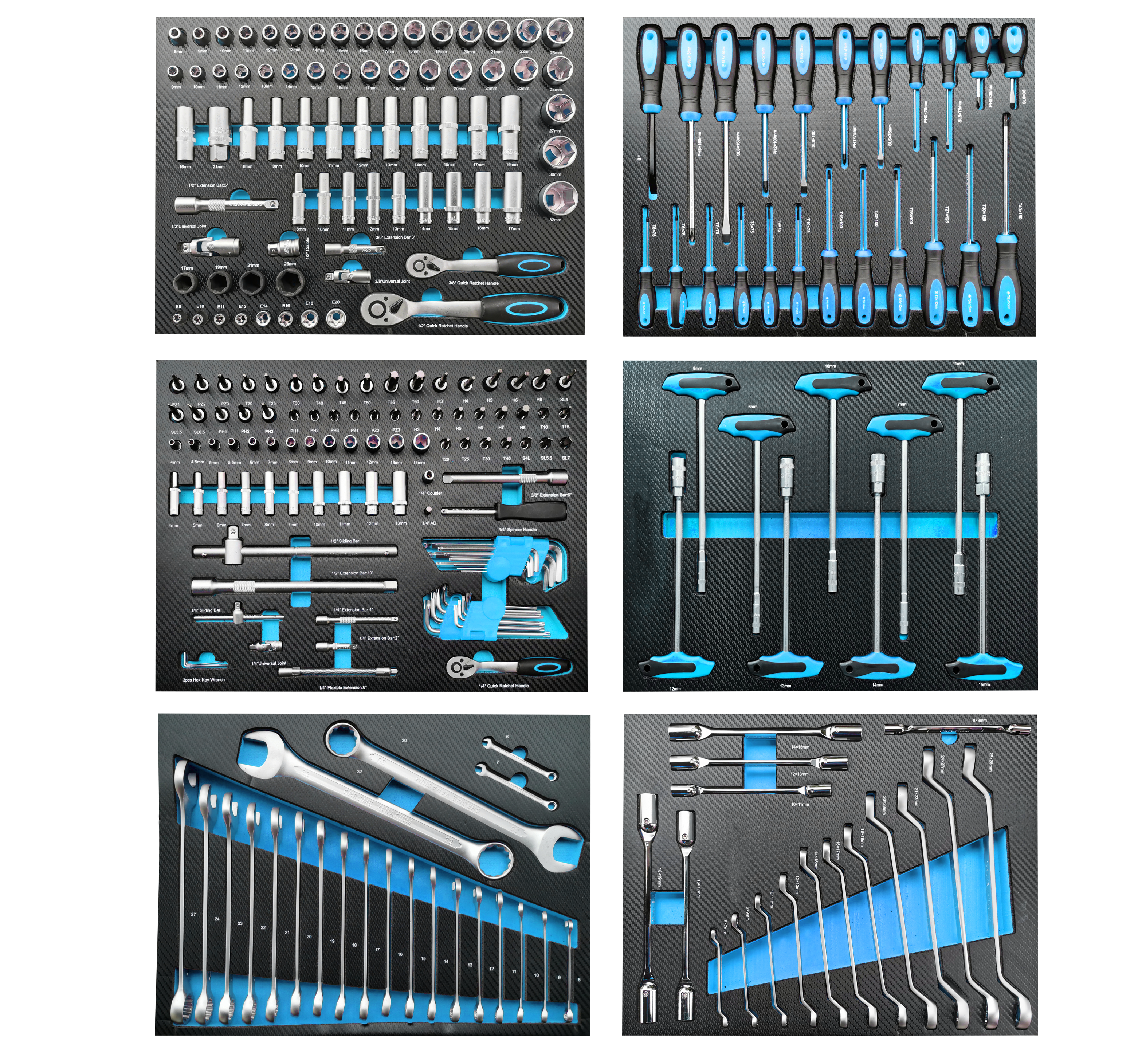 Tool sets with Foam Tray for Tool cabinets  