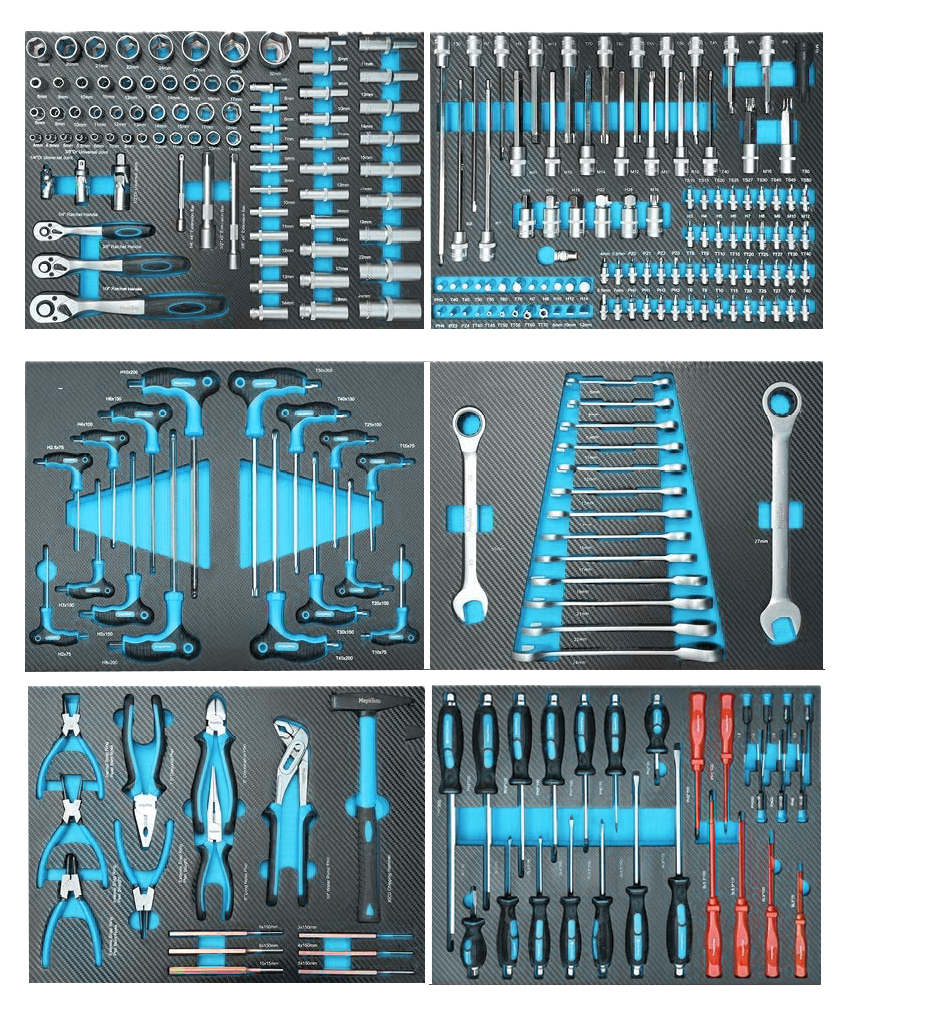 Tool sets with Foam Tray for Tool cabinets  