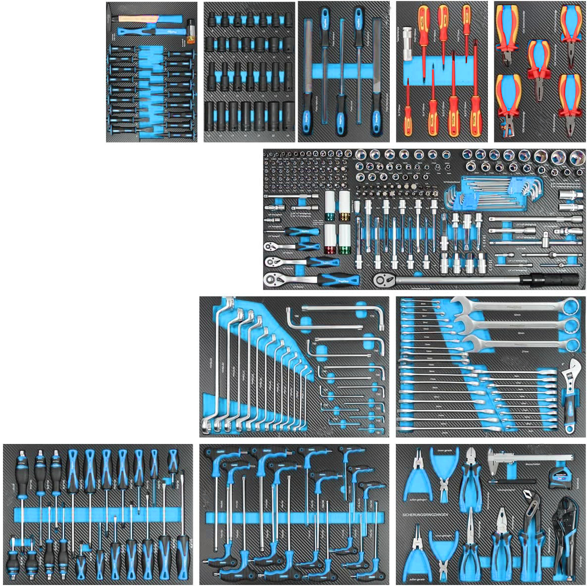 Tool sets with Foam Tray for Tool cabinets  