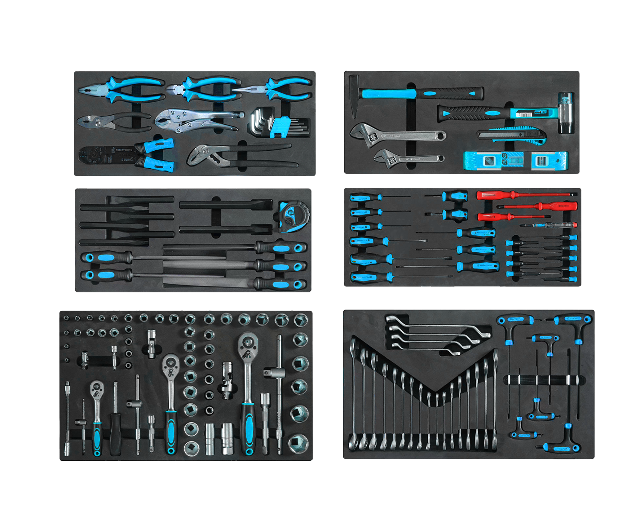 Tool sets with Foam Tray for Tool cabinets 