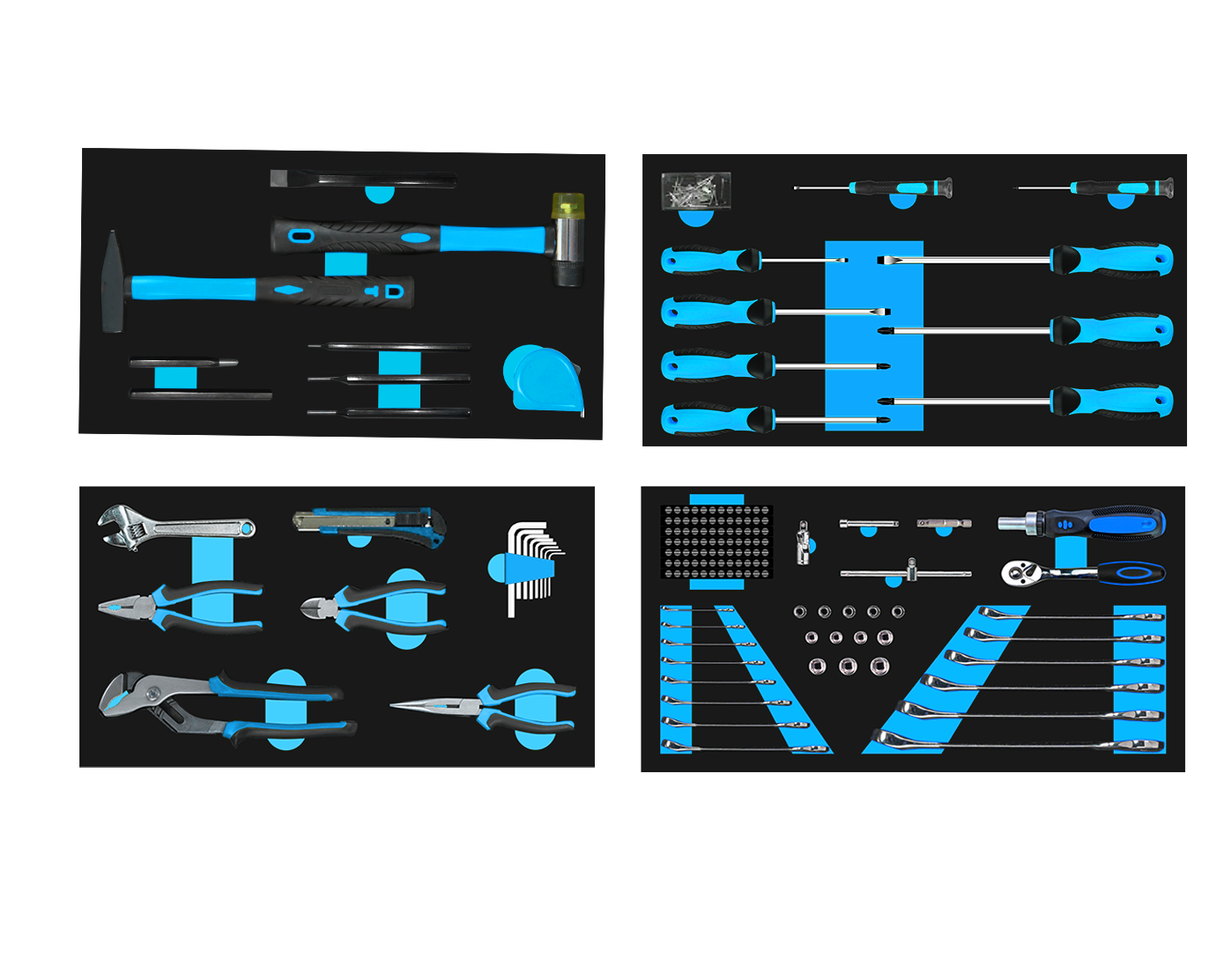 Tool sets with Foam Tray for Tool cabinets 