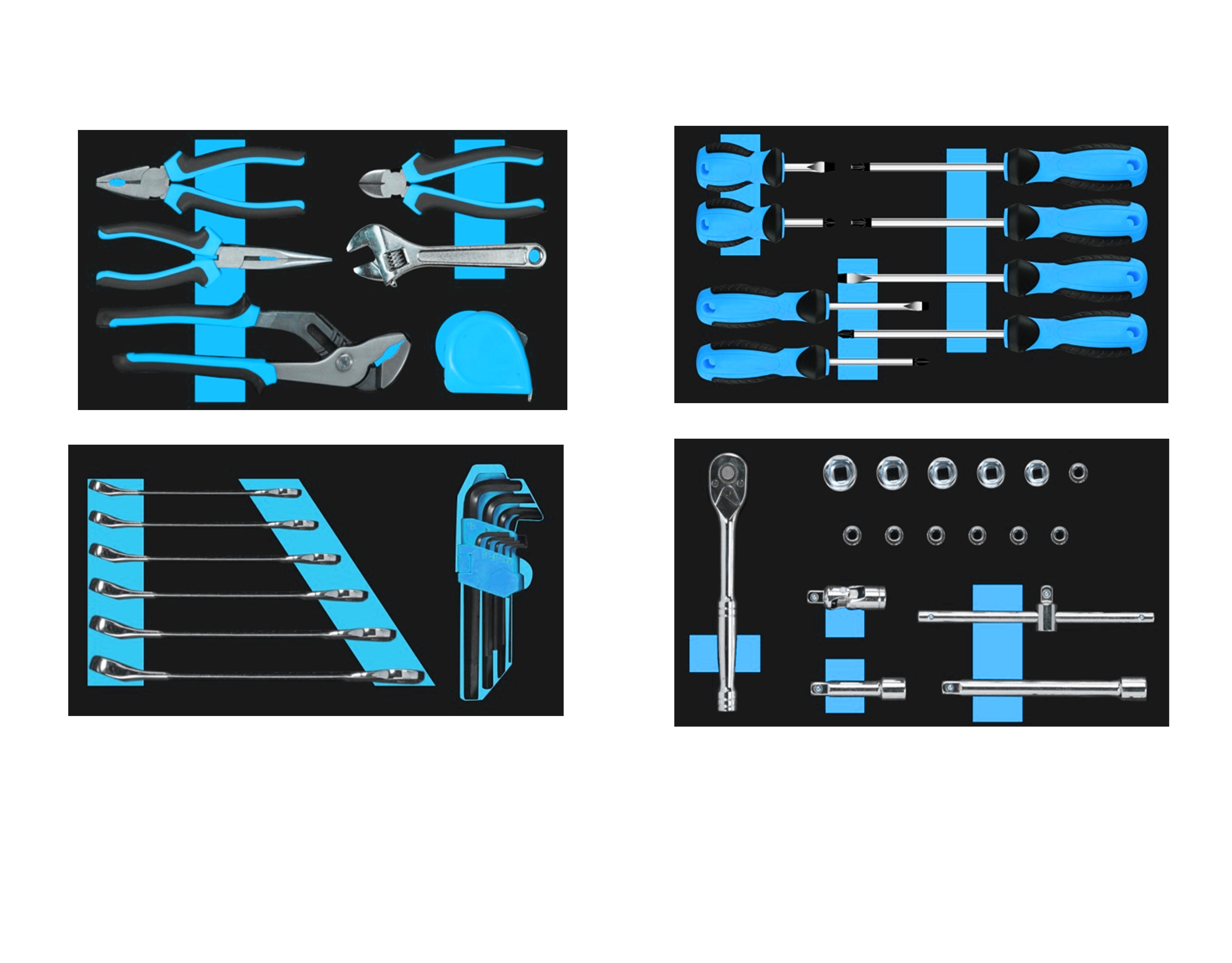 Tool sets with Foam Tray for Tool cabinets 